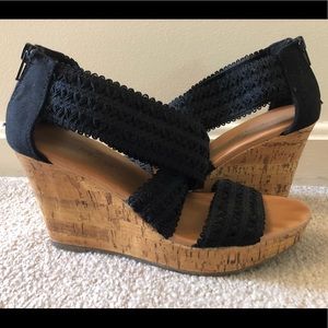 Montego Bay Club Black Sandal Wedges